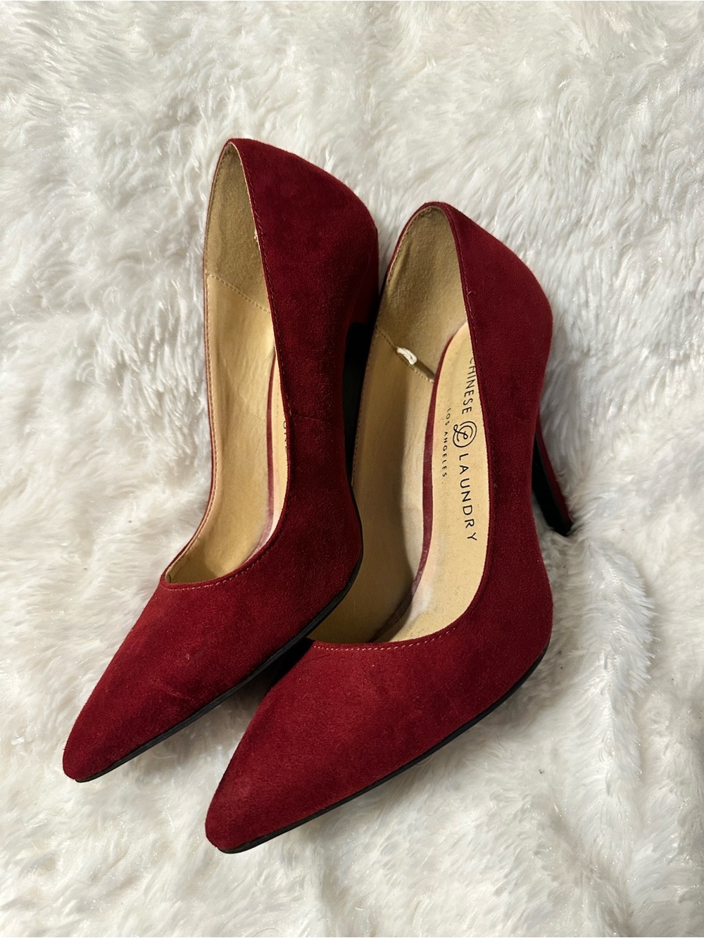 Chinese Laundry Deep Red Pointed Suede Pumps